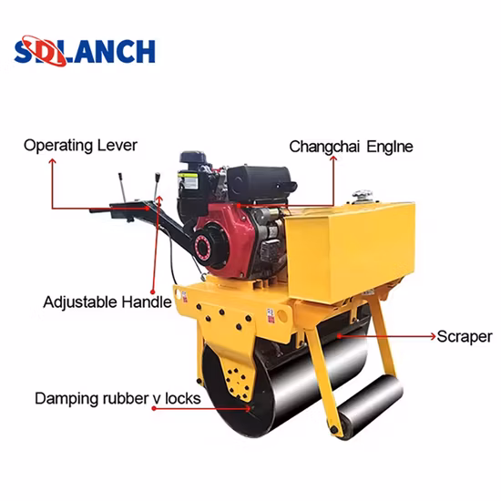 China Mini máquina compactadora diésel Rodillo compactador vibratorio con tambor liso de diámetro para asfalto